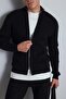 Men's Slim Fit Stand Collar Zippered Cardigan Black - 4