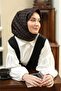 وشاح حريري تيفيل بنمط مختلط أسود وتان IST 11393 - 28 - 4