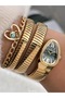 Stone Snake Watch from Thick to Thin (2 Rounds), Small Case (24 Diameter), 3 Atm Gold Steel Band, Bracelet - 5