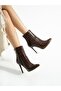 Bravona Brown Crocodile Thin Heeled Women's Boots