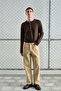 Long Sleeve Brown T-Shirt with Metal Buttons - 2