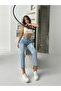 Women's Stone Washed Belted Apollet Mom Jeans