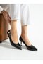 Chemi̇n Black Buckle Detail Heeled Women's Shoes - 3
