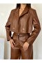 Women's Leather Lined Short Jacket Pants Set - 6