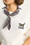 Women's White Scarf Detailed Leopard Embroidered Three-Thread Embroidered Oversize Sweatshirt 6917 60283616 - 5