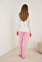 Pink Heart Embroidered Cotton Ribbed Camisole Knitted Pajama Set25226013 - 3