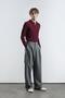 Slim Fit Buttoned Polo Collar Knit Burgundy T-Shirt - 5