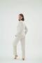 Women's Beige Melange Long Sleeve Crew Neck Printed Pajama Set C0T2N271 - 2
