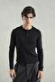 Men's Slim Fit Buttoned Knitwear Black T-Shirt - 5