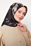 وشاح حريري أسود بنمط الورد التجريدي - 3