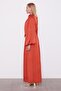 Satin Kraş Dress with Tile Belt Detail - 3
