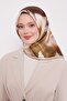 Oil Green Reflection Leaf Pattern Twill Silk Scarf - 3