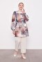 Gray Mixed Brush Pattern Chiffon Tunic