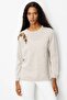 Women's Crew Neck Shoulder Embroidered Wool Sweater V.Beige - 6