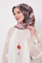 وشاح حريري بنمط خطوط رفيعة باللون العنابي - 2