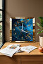 Gold Framed Golden Veined Leaves Themed Decorative Mdf Wall Clock