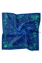 Navy Blue Abstract Rose Pattern Twill Silk Scarf - 5