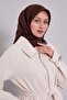وشاح حريري مونوغرام بحواف بنية اللون من الشوكولاتة