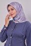 وشاح حريري فضي بنمط L مونوغرام