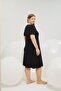 Women's Plus Size Black Lace Detailed V-Neck Short Sleeve Nightgown C2T7N761 - 3