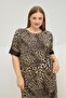 Women's Plus Size Short Sleeve Lace Detailed Leopard Print Nightgown C0T5N861 - 5