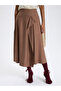 Caramel Draped Midi Skirt - 4