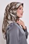 وشاح حريري من التويل بلون كاكي فاتح مع مظهر عاكس - 4