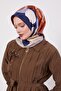 وشاح حريري بنمط دائري من قماش التويل باللون النيلي - 2