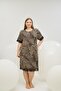 Women's Plus Size Short Sleeve Lace Detailed Leopard Print Nightgown C0T5N861