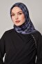 وشاح حريري من قماش التويل بنمط ميني كلوفر باللون الأزرق من الدنيم - 3