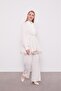 Beige Chiffon Sleeves Stone Detail Double Set