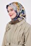 وشاح حريري بنمط زهرة خضراء زيتية - 2