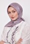 وشاح حريري بنمط الكتابة اليدوية باللون الأرجواني - 2