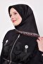 وشاح حريري من التويل بنمط الفهد ذو حافة باللون الأسود العنابي