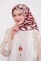 وشاح حريري كبير بنمط الفهد باللون العنابي - 3