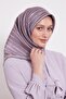 وشاح حريري منسوج بنمط خطوط أرجوانية - 4
