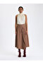 Caramel Draped Midi Skirt