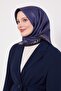 وشاح حريري من نسيج التويل بنمط الفهد باللون الأزرق الداكن - 2