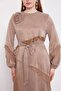 Oil Green Lace Trimmed Cupra Dress - 5