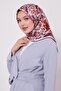 وشاح حريري بنمط بيتونيا باللون العنابي - 2