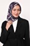 وشاح حريري بنمط فرشاة أرجوانية اللون - 3