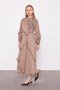 Oil Green Collar Flower Detailed Cupra Dress - 2