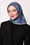 وشاح حريري بنمط عرقي تجريدي باللون الأزرق - 3