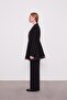 Black Chiffon Sleeves Stone Detail Double Set - 3