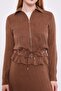 Brown Ruffle Detailed Cupra Skirt Set - 4