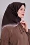 وشاح حريري من التويل مع حواف بنية اللون - 2