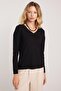 Women's Slim Fit Slim Fit Viscose Fabric V Neck Black Blouse - 2
