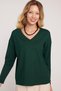 Women's Slim Fit Slim Fit Viscose Fabric V Neck Green Blouse - 2