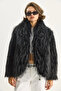 Women's Black Shawl Collar Lined Premium Fur Jacket 2779 60283536 - 2