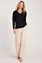 Women's Slim Fit Slim Fit Viscose Fabric V Neck Black Blouse - 4